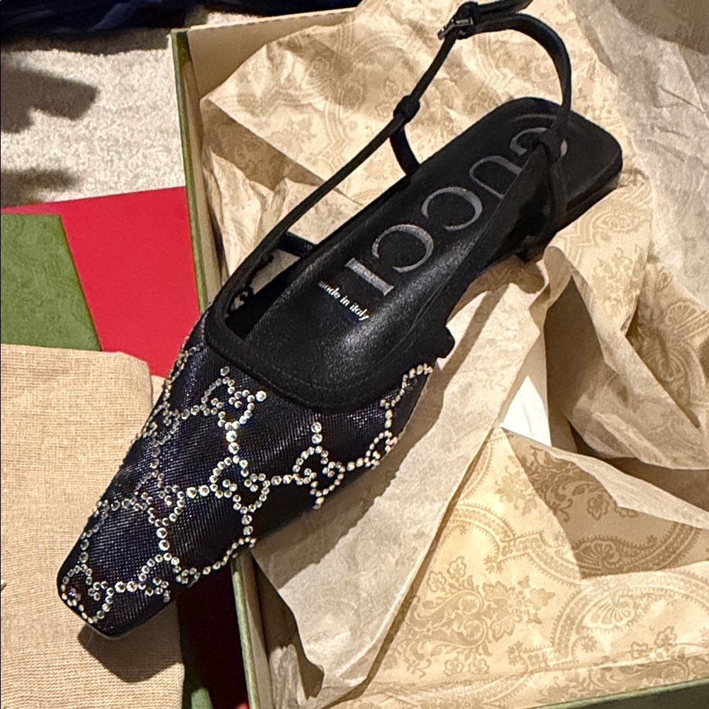 Gucci Women's GG Logo Mesh Slingback Flats Size 6 (EU 36)